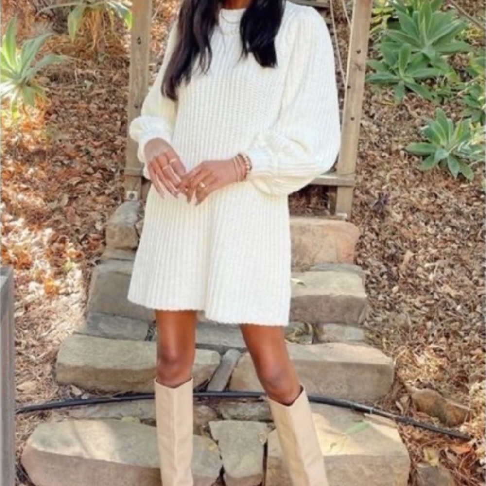 Show Me Your MuMu Cream Long Sleeve Dress